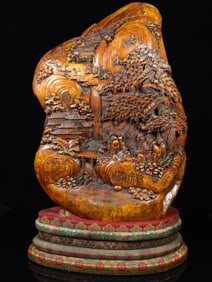 An Exquisite Tianhuang Stone Landscape and Figure Pattern Seal Ornament