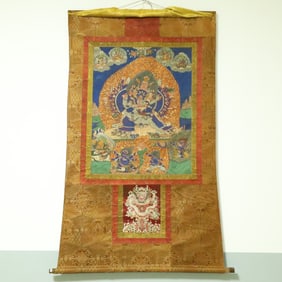 An Exquisite Brocade Painted Color Statue of Yamantaka  Tangka