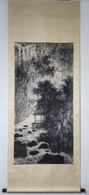 A Chinese Vertical Scroll Ink Painting of Landscape on Paper
