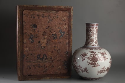 An Exquisite Underglaze-Red Lotus Pattern Flower and Fruit Pattern Seawater Pattern Vase