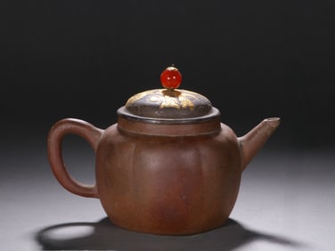An Exquisite Purple Sands Painted Gold Character and Story Pattern Teapot