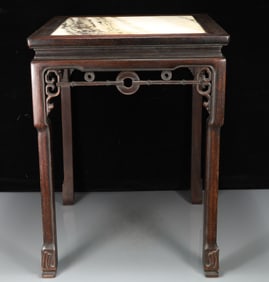 A Exquisite Zitanwood Inlaid Marbled Table