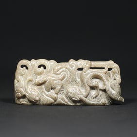 An Exquisite White Jade Dragon Pattern Ornament