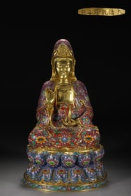 An Exquisite Cloisonne Statue of Avalokitesvara