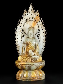 An Exquisite White Jade Buddha Statue