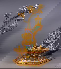 An Exquisite Gilt Bronze Inlaid Gems Pagoda