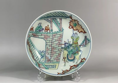 An Exquisite Doucai Character and Story Pattern Plate