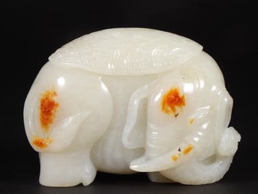 An Exquisite White Jade Elephant Ornament