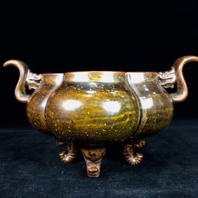 An Exquisite Teadust Glazed Double-Ears Censer