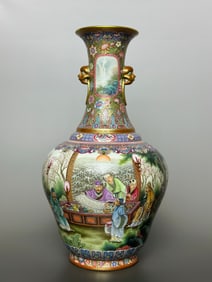 An Exquisite Famille-Rose Painted Gold Lotus Pattern Character and Story Pattern with poem