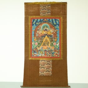 An Exquisite Brocade Painted Color Statue of Vajra Tangka