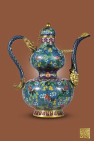 An Exquisite Cloisonne Flower and Bird Pattern Lotus Pattern Ewer