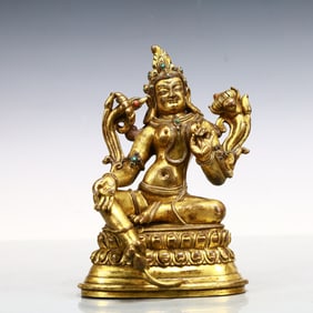 A Exquisite Gilt Bronze Statue of Tara