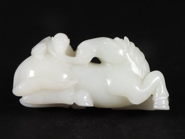 An Exquisite White Jade Horse Ornament