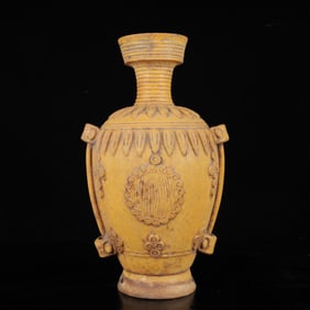 An Exquisite Tang Tri-Color Glazed Pottery Yellow Glazed Vase