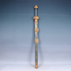A Huge Cloisonne Lotus and Beast-Face Pattern Sword