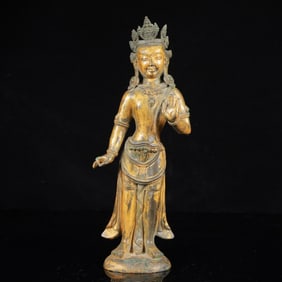 A Solemn Gilt Bronze Statue of Avalokitesvara