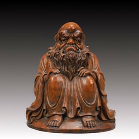 A Rare Bamboo Statue of Dharma