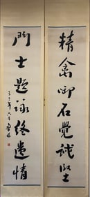 A Pair of Chinese Vertical Scroll Ink Painting of Calligraphy on Paper