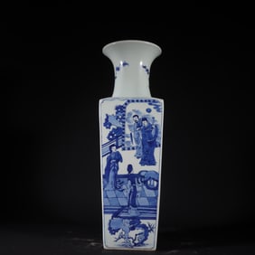 A Huge Blue and White Character and Story Pattern Vase