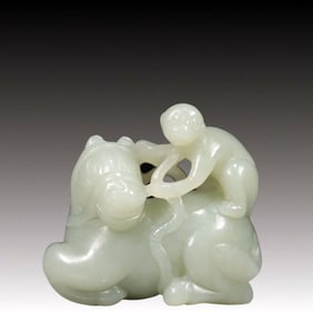 An Exquisite Greenish Jade Horse Ornament