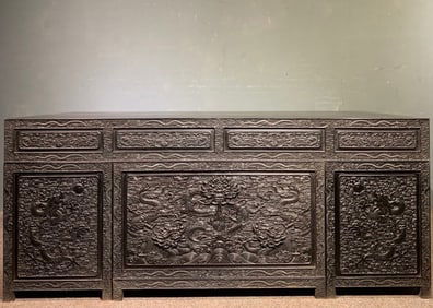 A Huge Zitanwood Auspicious Cloud and Dragon Pattern Table
