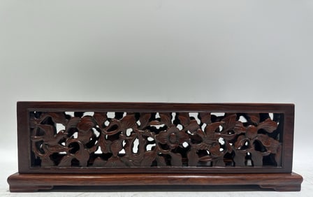 A Rare Huanghuali wood Hollow Flower and Bird Pattern Box