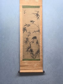 A Chinese Vertical Scroll Ink Painting of Flower and Bird on Paper