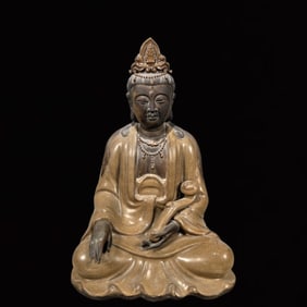 A Huge Blance-De-Chine Statue of Avalokitesvara