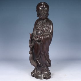 An Exquisite Zitanwood Statue of Dharma