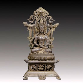 A Solemn Bronze Statue of Amitayus