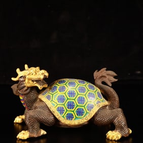 An Exquisite Cloisonne Dragon and Turtle Ornament