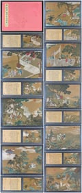 A Chinese Album Ink Painting of Character and Story on Silk