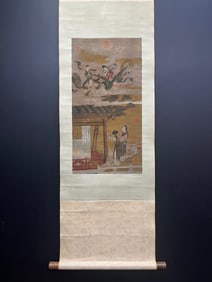 A Chinese Vertical Scroll Ink Painting of Figure on Silk