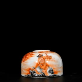 An Exquisite Iron-Red Character and Story Pattern Jar,With Poem