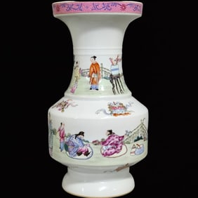An Exquisite Famille-Rose Figure and Story Pattern Vase