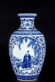 A Rare Blue and White Figure and Story Pattern Vase