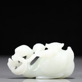 An Exquisite White Jade Goose Ornament