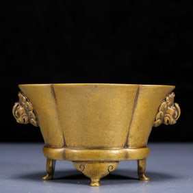 An Exquisite Bronze Beast-Ears Censer