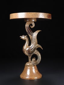 An Exquisite Archaic Jade Phoenix Candlestick
