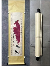 A Chinese Vertical Scroll Ink Painting of Flower and Bird on Paper