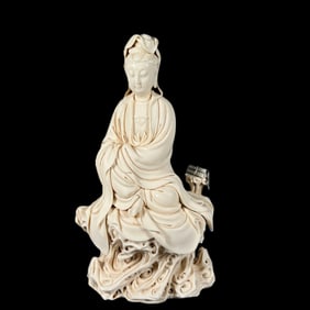 A Huge Blance-De-Chine Statue of Avalokitesvara