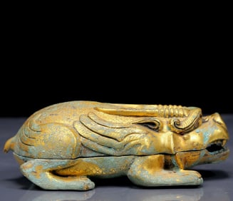 An Exquisite Gilt Bronze Auspicious Beast Box