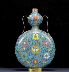 A Rare Cloisonne Lotus Pattern Double-Ears Vase