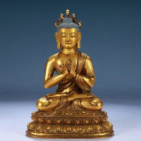 A Solemn Gilt Bronze Statue of Bodhisattva