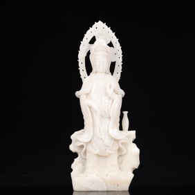 A Huge White Jade Statue of Avalokitesvara