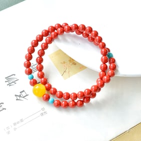 An Exquisite Cinnabar Bracelets
