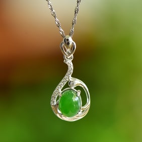 An Exquisite Sterling Silver Inlaid Jasper Necklace,Inlaid Diamond