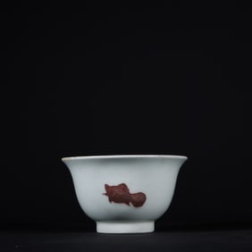 An Exquisite Underglaze-Red Fish Pattern Cup