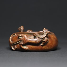 An Exquisite Bronze Chi-Dragon Pattern Brush Washer Ornament